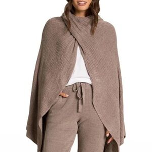 Barefoot Dreams Cozychic Lite Wide Rib Travel Wrap - Driftwood - One Size